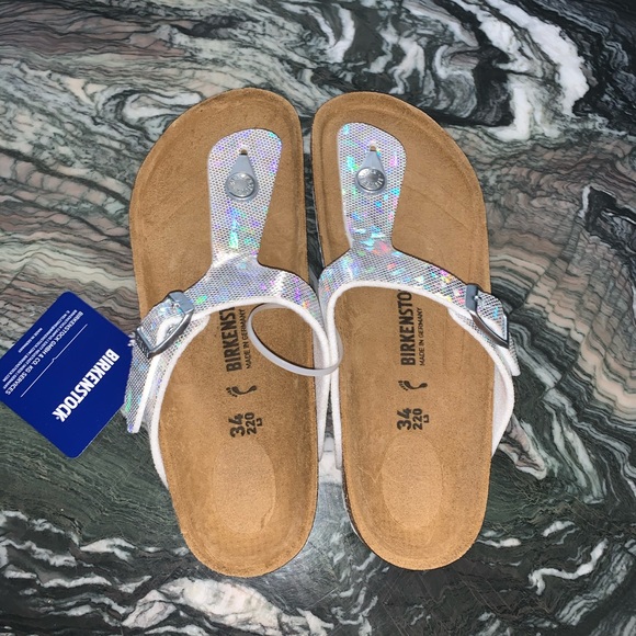 🆕 Birkenstock White/Silver Sandal - Picture 1 of 3